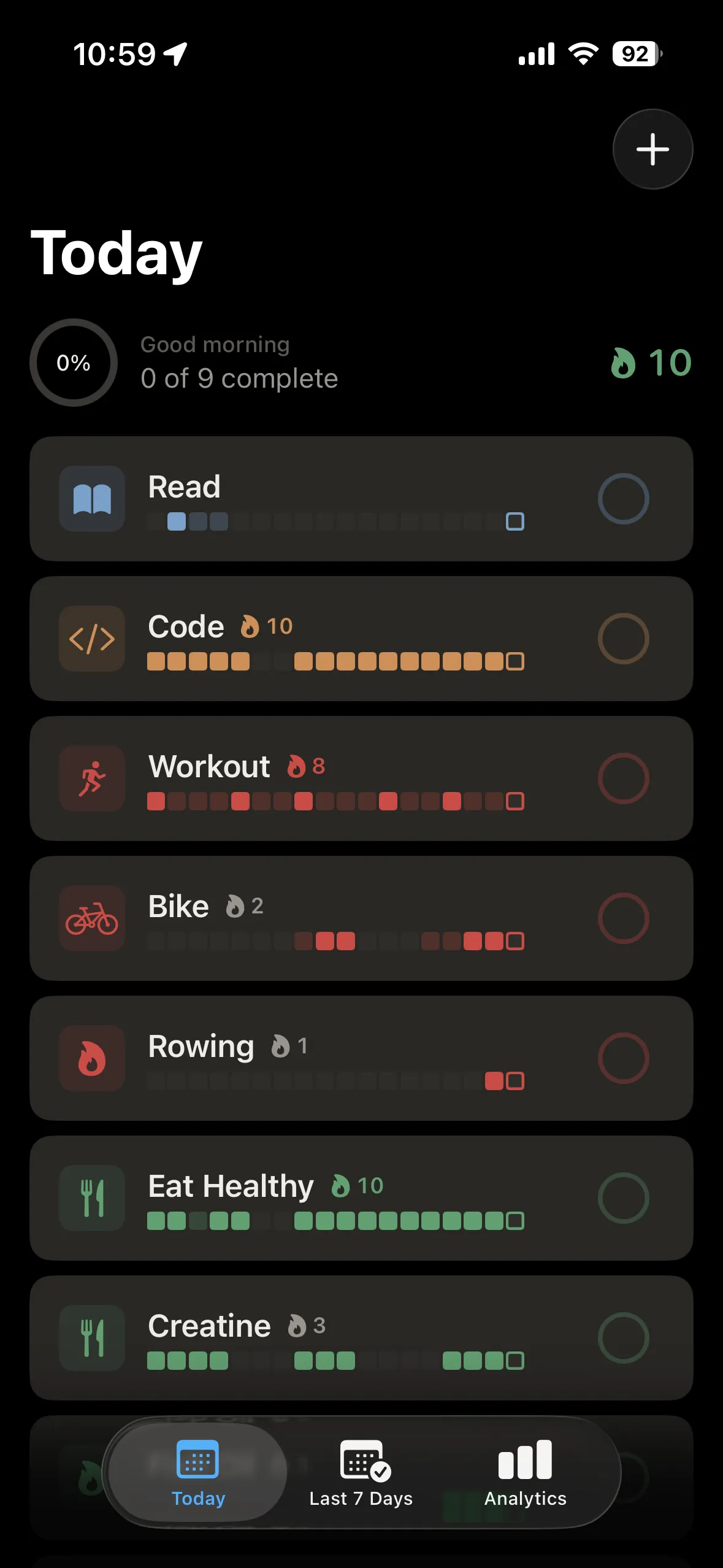 Moto today view with habits