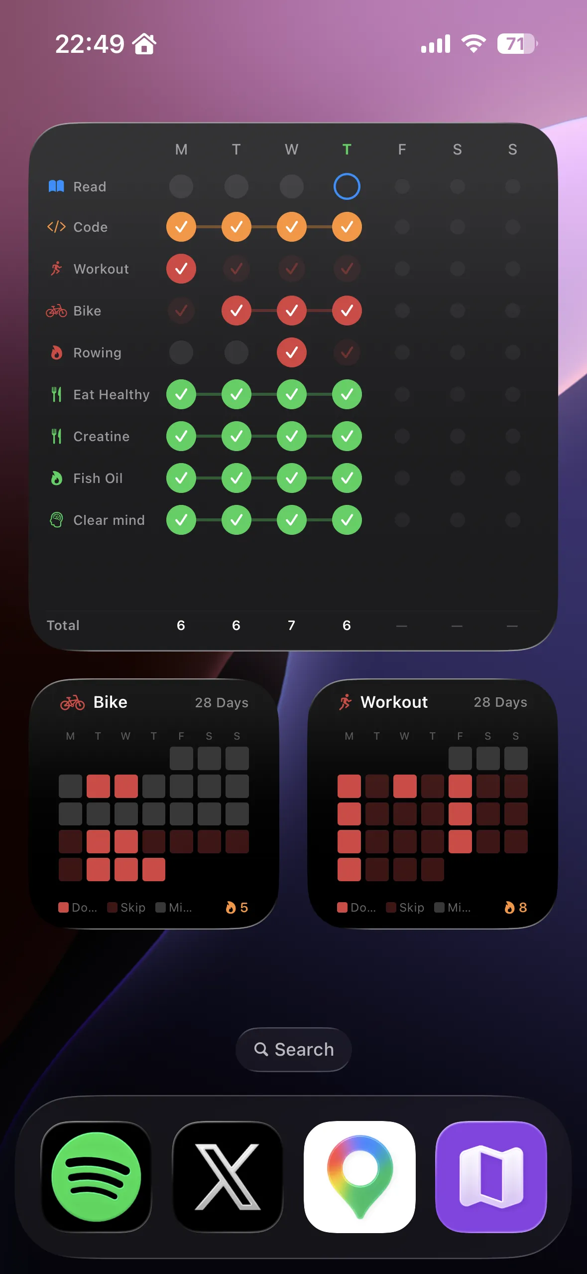 Moto widgets on home screen