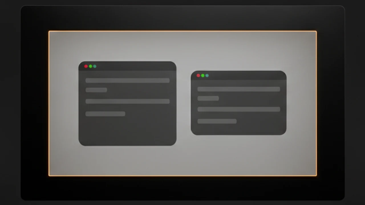 Illustration: a screen with a wide black border framing a smaller lit working area