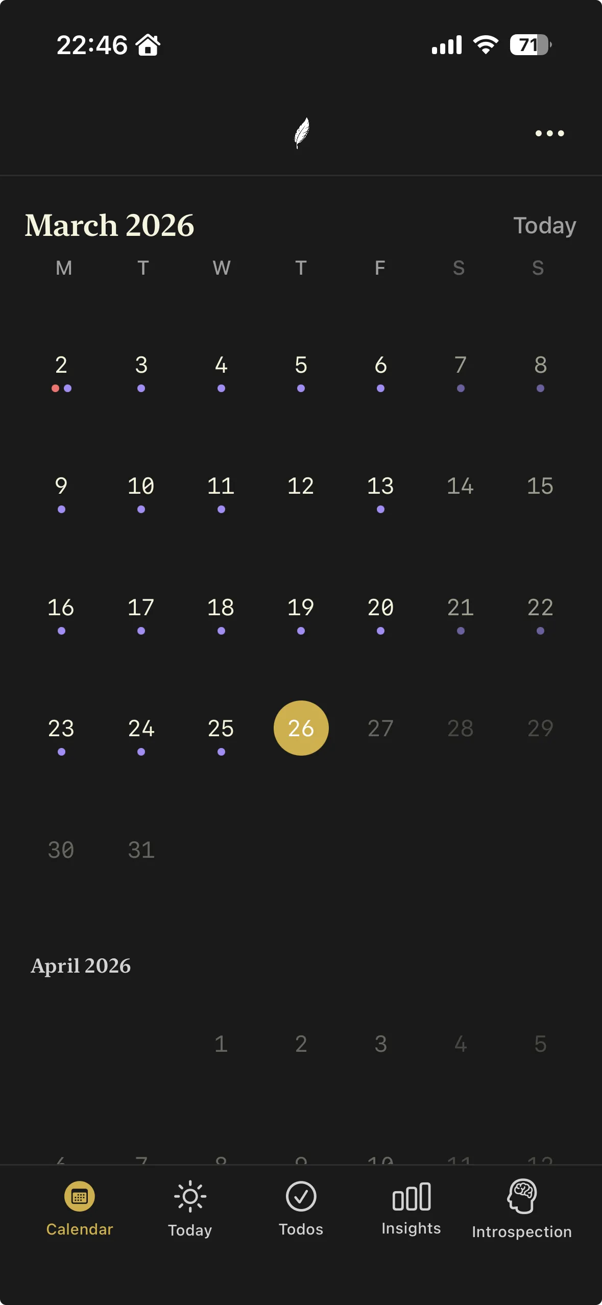 Plume calendar view